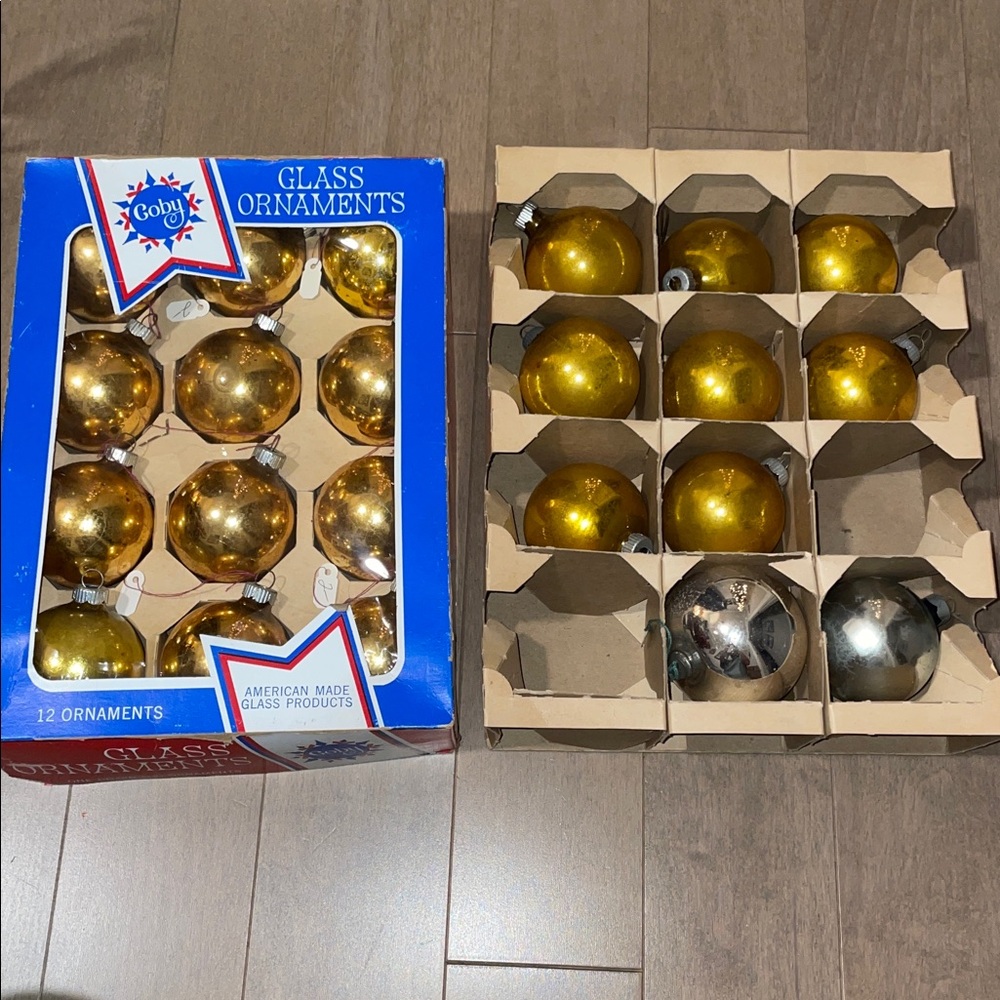 Coby Vintage Gold Mercury Glass Ornaments - Set of 20 Original Package